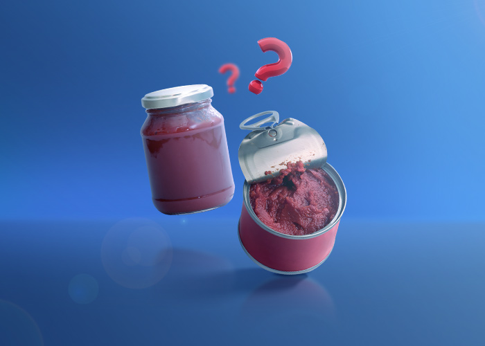 Metal can or glass jar? That's the question! Smart choice for buying tomato paste